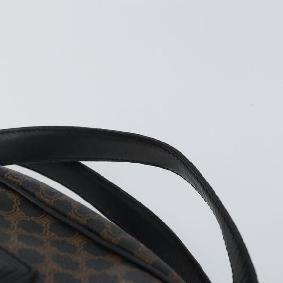 CELINE Macadam Canvas Hand Bag PVC Leather Black Gold Auth ep10885