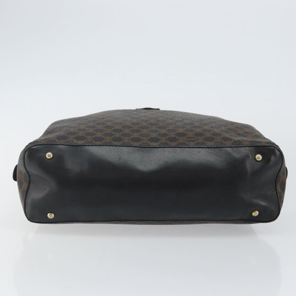 CELINE Macadam Canvas Hand Bag PVC Leather Black Gold Auth ep10885