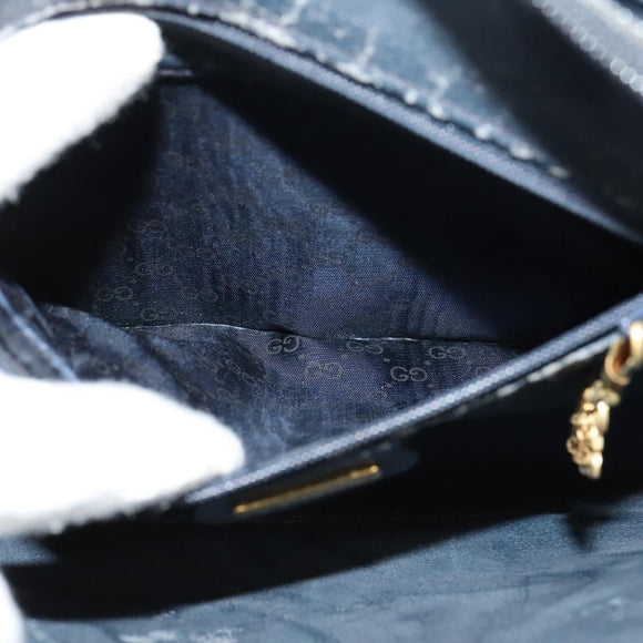 GUCCI Micro GG Supreme Shoulder Bag PVC Navy Gold 001 256 1308 Auth ep10887