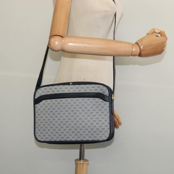 GUCCI Micro GG Supreme Shoulder Bag PVC Navy Gold 001 256 1308 Auth ep10887