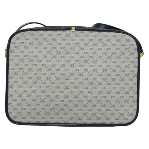 GUCCI Micro GG Supreme Shoulder Bag PVC Navy Gold 001 256 1308 Auth ep10887