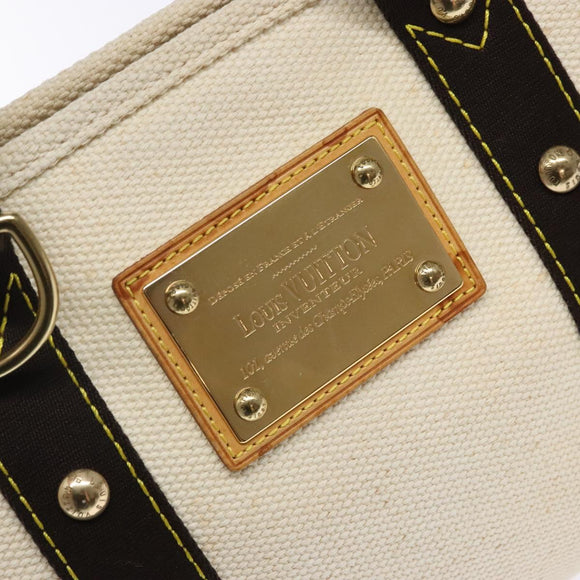 LOUIS VUITTON Antigua Cabas PM Tote Bag White Brown M40036 LV Auth ep10889
