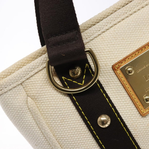 LOUIS VUITTON Antigua Cabas PM Tote Bag White Brown M40036 LV Auth ep10889