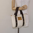 LOUIS VUITTON Antigua Cabas PM Tote Bag White Brown M40036 LV Auth ep10889-23