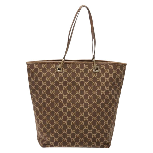 GUCCI GG Canvas Tote Bag Brown Gold 002 1098 Auth ep10894