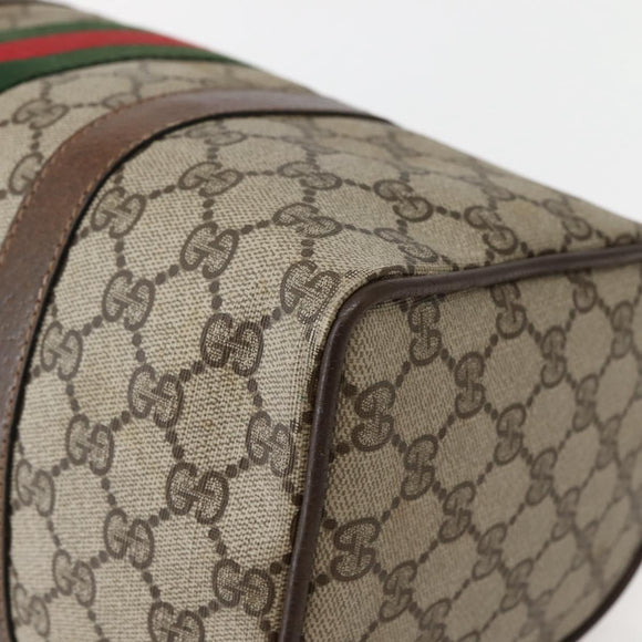 GUCCI GG Supreme Web Sherry Line Boston Bag PVC Beige 39 02 007 Auth ep10901