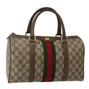 GUCCI GG Supreme Web Sherry Line Boston Bag PVC Beige 39 02 007 Auth ep10901-1