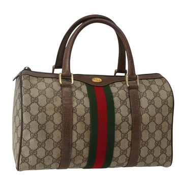 GUCCI GG Supreme Web Sherry Line Boston Bag PVC Beige 39 02 007 Auth ep10901