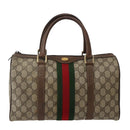 GUCCI GG Supreme Web Sherry Line Boston Bag PVC Beige 39 02 007 Auth ep10901-13