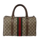 GUCCI GG Supreme Web Sherry Line Boston Bag PVC Beige 39 02 007 Auth ep10901-2