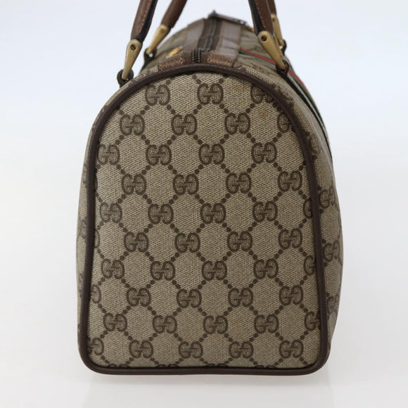GUCCI GG Supreme Web Sherry Line Boston Bag PVC Beige 39 02 007 Auth ep10901