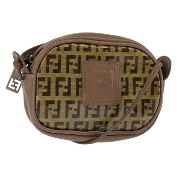 FENDI Zucchino Canvas Shoulder Bag Beige Auth ep10936