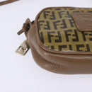 FENDI Zucchino Canvas Shoulder Bag Beige Auth ep10936-10