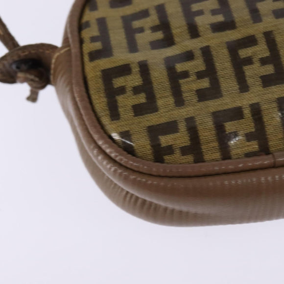 FENDI Zucchino Canvas Shoulder Bag Beige Auth ep10936