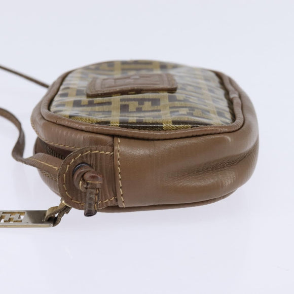 FENDI Zucchino Canvas Shoulder Bag Beige Auth ep10936