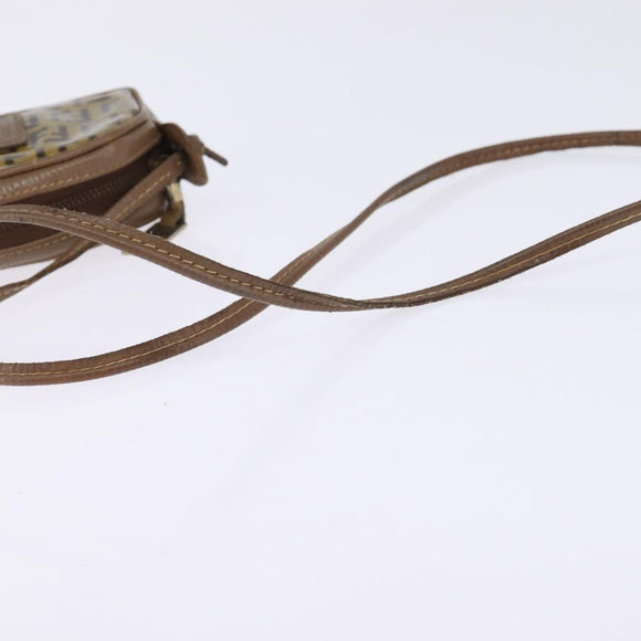 FENDI Zucchino Canvas Shoulder Bag Beige Auth ep10936