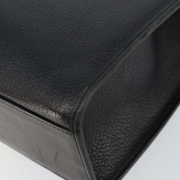 Burberrys Hand Bag Leather Black Gold Auth ep10937