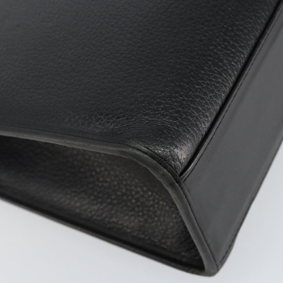 Burberrys Hand Bag Leather Black Gold Auth ep10937