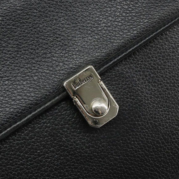 Burberrys Hand Bag Leather Black Gold Auth ep10937