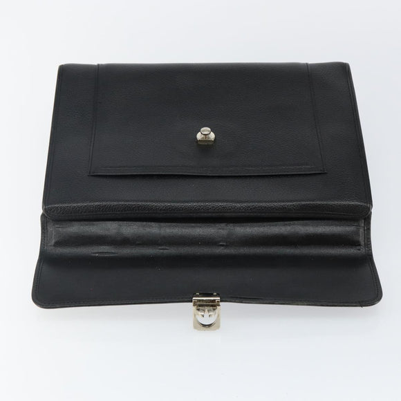 Burberrys Hand Bag Leather Black Gold Auth ep10937