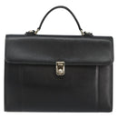 Burberrys Hand Bag Leather Black Gold Auth ep10937-13