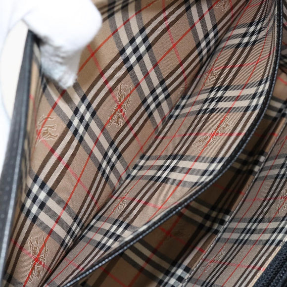 Burberrys Hand Bag Leather Black Gold Auth ep10937