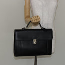 Burberrys Hand Bag Leather Black Gold Auth ep10937-22