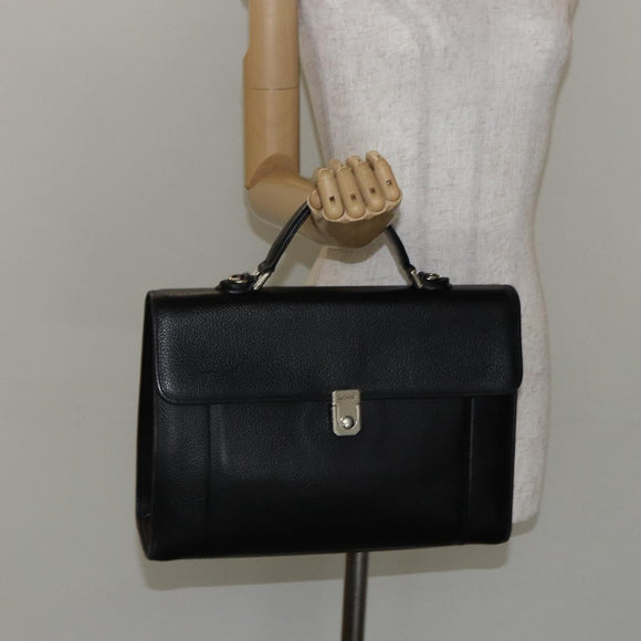 Burberrys Hand Bag Leather Black Gold Auth ep10937