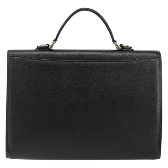 Burberrys Hand Bag Leather Black Gold Auth ep10937