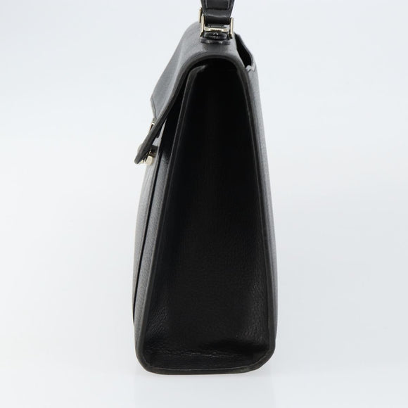 Burberrys Hand Bag Leather Black Gold Auth ep10937