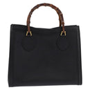 GUCCI Bamboo Hand Bag Leather Black Gold 002 1095 0260 Auth ep10939-1