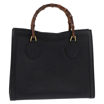 GUCCI Bamboo Hand Bag Leather Black Gold 002 1095 0260 Auth ep10939