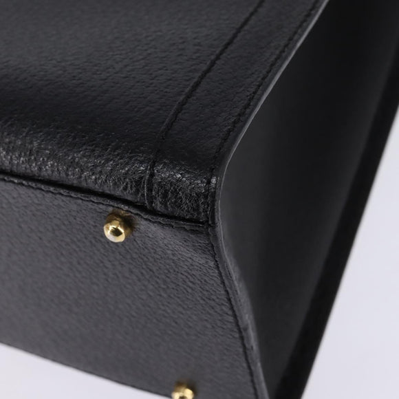 GUCCI Bamboo Hand Bag Leather Black Gold 002 1095 0260 Auth ep10939