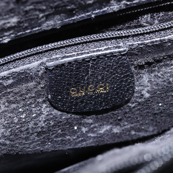 GUCCI Bamboo Hand Bag Leather Black Gold 002 1095 0260 Auth ep10939