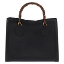 GUCCI Bamboo Hand Bag Leather Black Gold 002 1095 0260 Auth ep10939-2