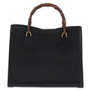 GUCCI Bamboo Hand Bag Leather Black Gold 002 1095 0260 Auth ep10939-3