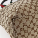 GUCCI GG Canvas Web Sherry Line Tote Bag Beige Silver 155524 Auth ep10948-14