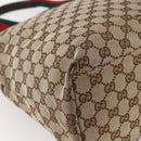 GUCCI GG Canvas Web Sherry Line Tote Bag Beige Silver 155524 Auth ep10948-16