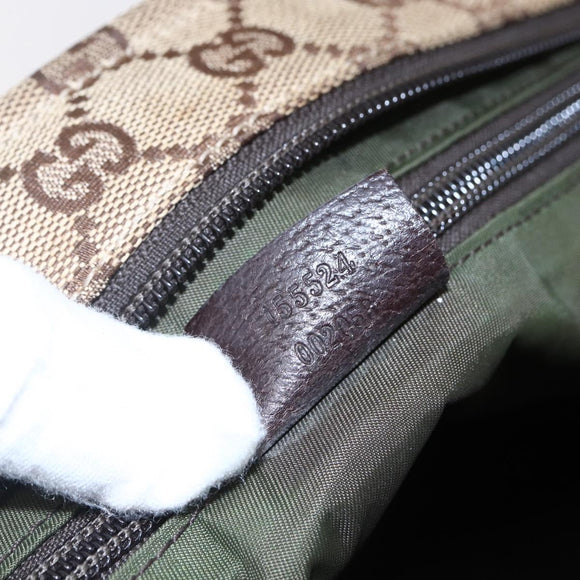 GUCCI GG Canvas Web Sherry Line Tote Bag Beige Silver 155524 Auth ep10948