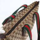 GUCCI GG Canvas Web Sherry Line Tote Bag Beige Silver 155524 Auth ep10948-6