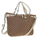 GUCCI GG Canvas Hand Bag 2way Beige White Auth ep10950-1