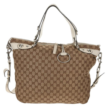 GUCCI GG Canvas Hand Bag 2way Beige White Auth ep10950 - 0