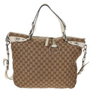 GUCCI GG Canvas Hand Bag 2way Beige White Auth ep10950-13