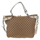 GUCCI GG Canvas Hand Bag 2way Beige White Auth ep10950-2