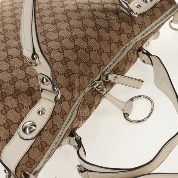 GUCCI GG Canvas Hand Bag 2way Beige White Auth ep10950