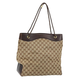 GUCCI GG Canvas Tote Bag Beige Auth ep10953
