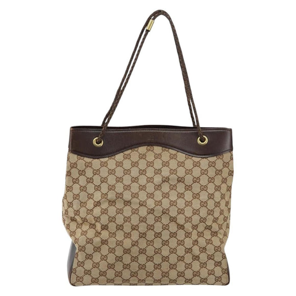 GUCCI GG Canvas Tote Bag Beige Auth ep10953