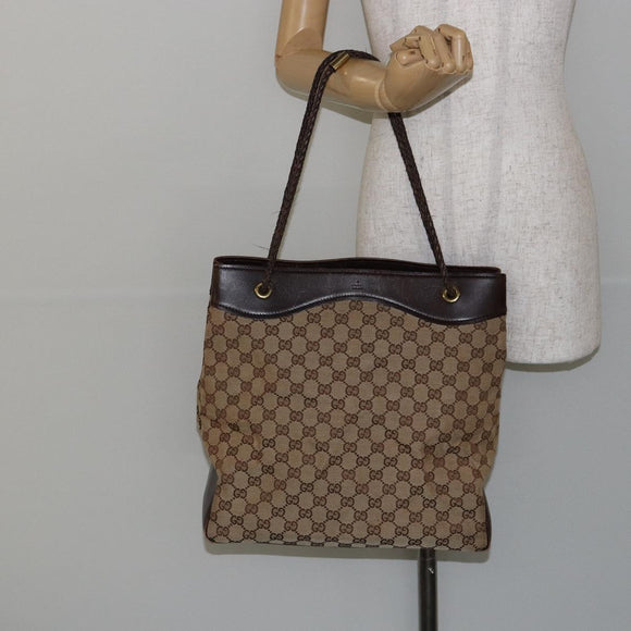 GUCCI GG Canvas Tote Bag Beige Auth ep10953