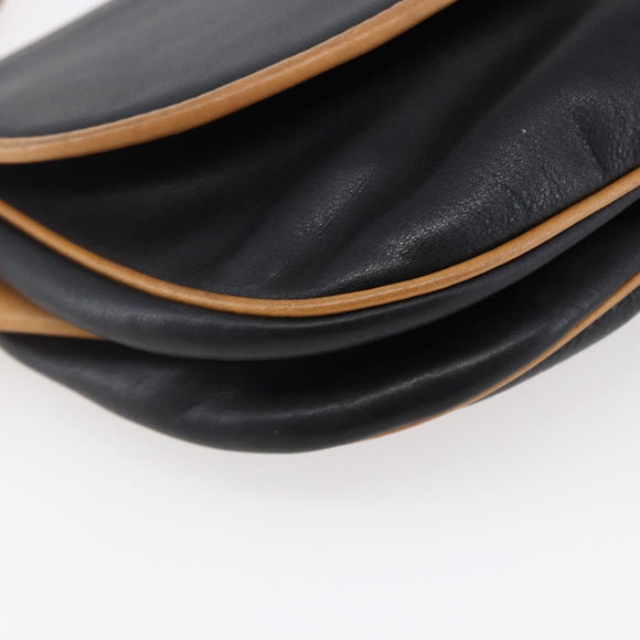 CELINE Shoulder Bag Leather Black Gold Auth ep10956