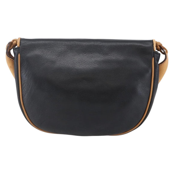 CELINE Shoulder Bag Leather Black Gold Auth ep10956